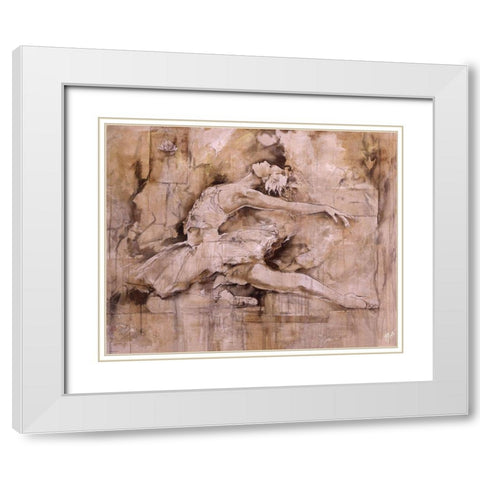 Balerina - Dark White Modern Wood Framed Art Print with Double Matting by Wiley, Marta