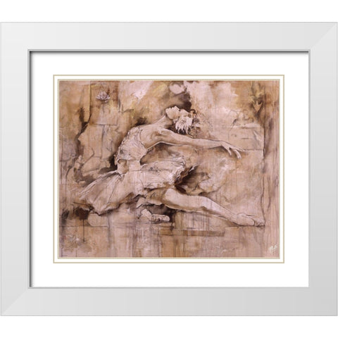 Balerina - Dark White Modern Wood Framed Art Print with Double Matting by Wiley, Marta