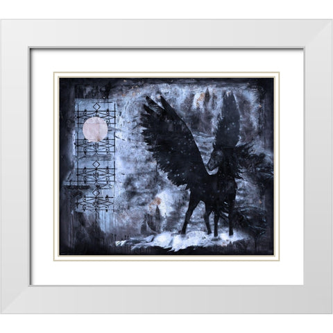 Black Pegasus Blue White Modern Wood Framed Art Print with Double Matting by Wiley, Marta