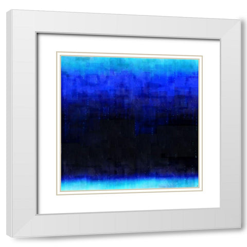 Blue Abstract Night White Modern Wood Framed Art Print with Double Matting by Wiley, Marta