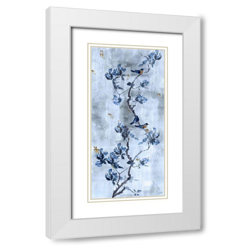 Song Bird Blue White Modern Wood Framed Art Print with Double Matting by Wiley, Marta