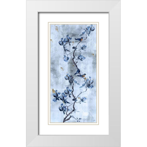Song Bird Blue White Modern Wood Framed Art Print with Double Matting by Wiley, Marta