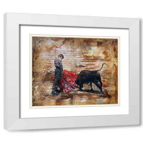 Bull Fighter Dark White Modern Wood Framed Art Print with Double Matting by Wiley, Marta