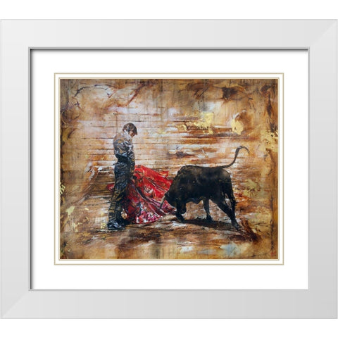 Bull Fighter Dark White Modern Wood Framed Art Print with Double Matting by Wiley, Marta