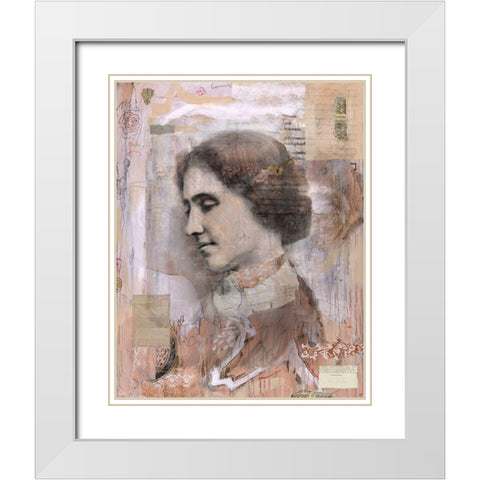 Helen Keller Collage White Modern Wood Framed Art Print with Double Matting by Wiley, Marta