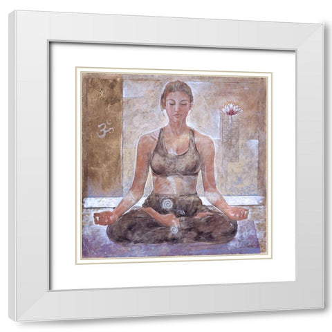 Yoga I- Light White Modern Wood Framed Art Print with Double Matting by Wiley, Marta