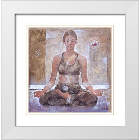 Yoga I- Light White Modern Wood Framed Art Print with Double Matting by Wiley, Marta