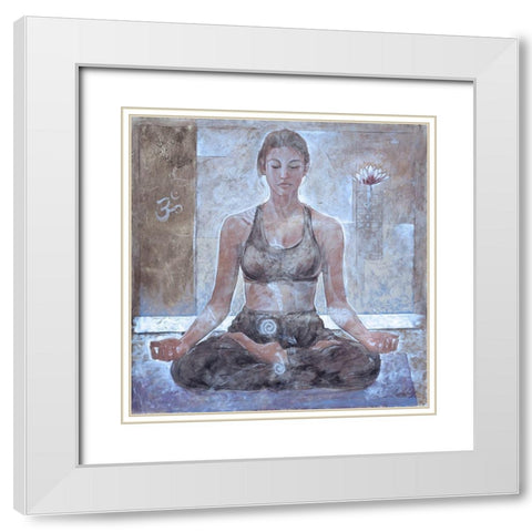 Yoga I- Sepia White Modern Wood Framed Art Print with Double Matting by Wiley, Marta