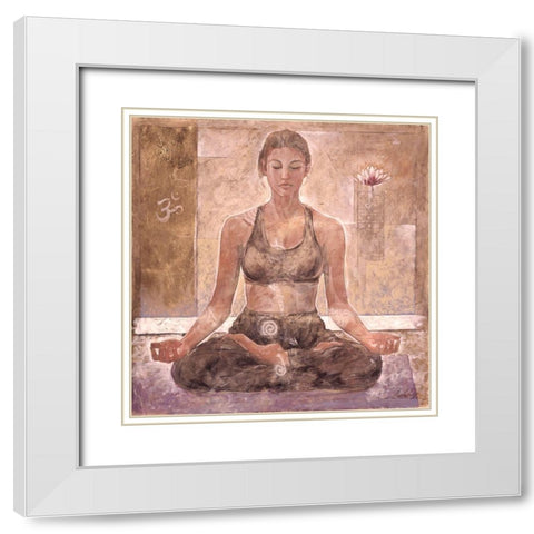 Yoga I-Blue White Modern Wood Framed Art Print with Double Matting by Wiley, Marta