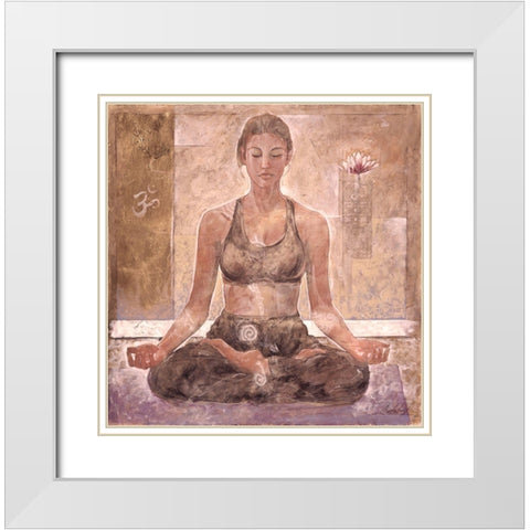 Yoga I-Blue White Modern Wood Framed Art Print with Double Matting by Wiley, Marta
