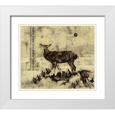 Deer-Original White Modern Wood Framed Art Print with Double Matting by Wiley, Marta