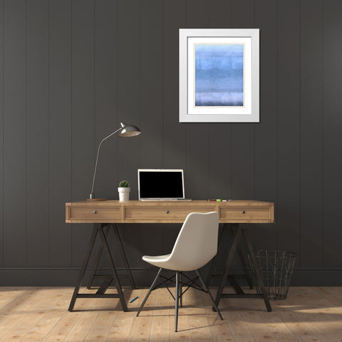 Sand Blue Abstract Light White Modern Wood Framed Art Print with Double Matting by Wiley, Marta