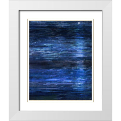 Night Blue Ocean White Modern Wood Framed Art Print with Double Matting by Wiley, Marta