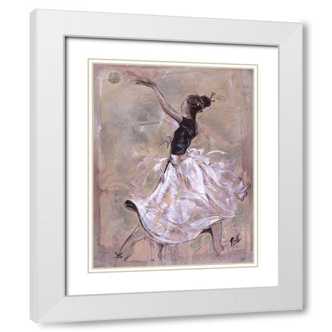 Dancer On Linen- Light White Modern Wood Framed Art Print with Double Matting by Wiley, Marta