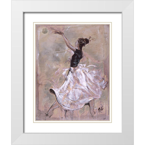 Dancer On Linen- Light White Modern Wood Framed Art Print with Double Matting by Wiley, Marta