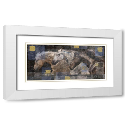 Horse Print Silkscreen White Modern Wood Framed Art Print with Double Matting by Wiley, Marta