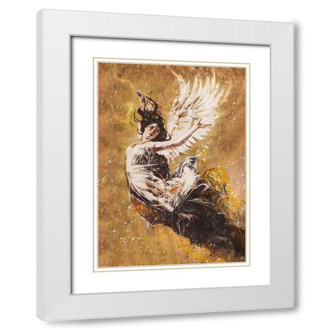 Falling Angel V White Modern Wood Framed Art Print with Double Matting by Wiley, Marta