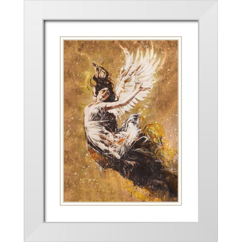 Falling Angel V White Modern Wood Framed Art Print with Double Matting by Wiley, Marta