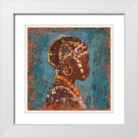 African Portrait III White Modern Wood Framed Art Print with Double Matting by Wiley, Marta