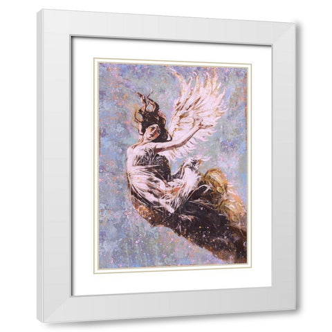 Blue Angel Falling II White Modern Wood Framed Art Print with Double Matting by Wiley, Marta