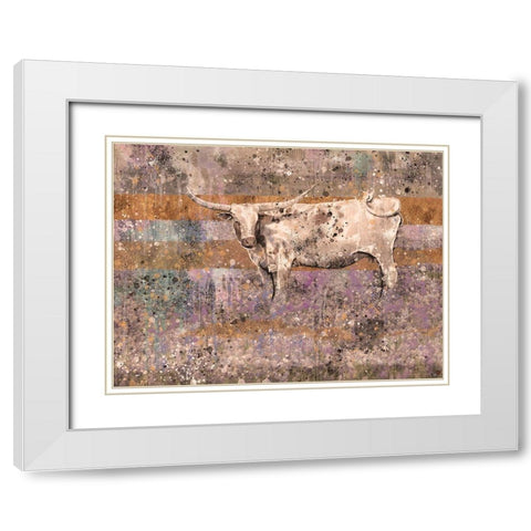 White Longhorn I White Modern Wood Framed Art Print with Double Matting by Wiley, Marta