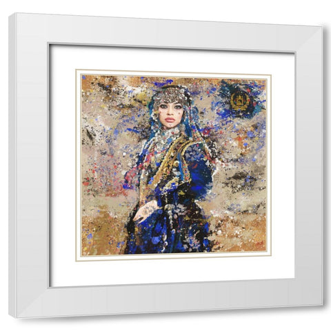 Afganistan Golden White Modern Wood Framed Art Print with Double Matting by Wiley, Marta