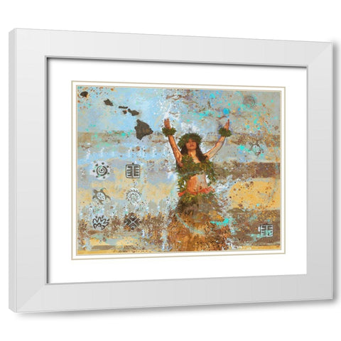 Blue Sun Salutation White Modern Wood Framed Art Print with Double Matting by Wiley, Marta