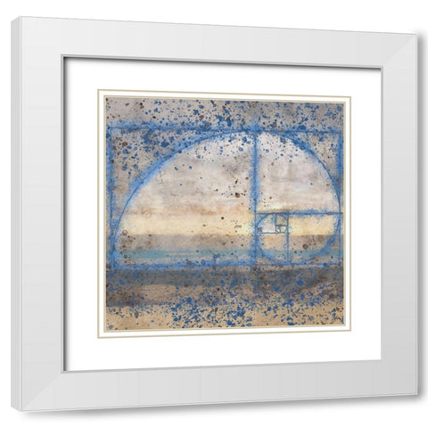 Fibonacci Shell Blue White Modern Wood Framed Art Print with Double Matting by Wiley, Marta