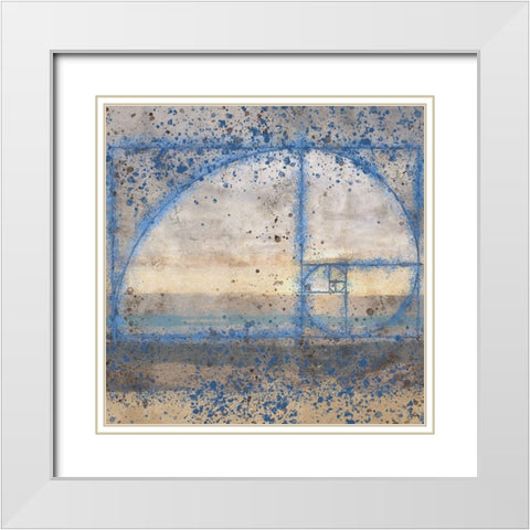Fibonacci Shell Blue White Modern Wood Framed Art Print with Double Matting by Wiley, Marta