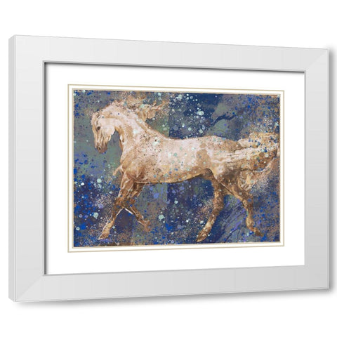 Fibonacci Blue Horse White Modern Wood Framed Art Print with Double Matting by Wiley, Marta