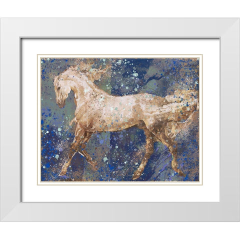 Fibonacci Blue Horse White Modern Wood Framed Art Print with Double Matting by Wiley, Marta
