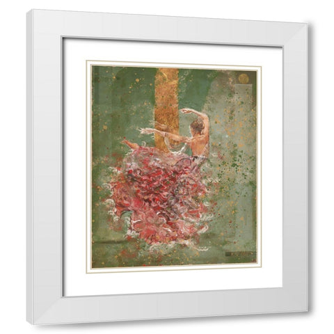 Temple Dancer green White Modern Wood Framed Art Print with Double Matting by Wiley, Marta