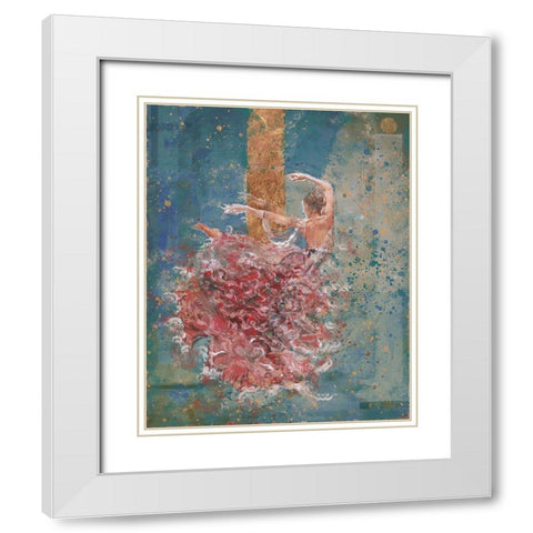 Temple Dancer blue White Modern Wood Framed Art Print with Double Matting by Wiley, Marta