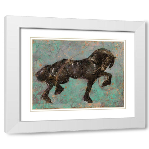 Fibonaccihorse green horse II White Modern Wood Framed Art Print with Double Matting by Wiley, Marta