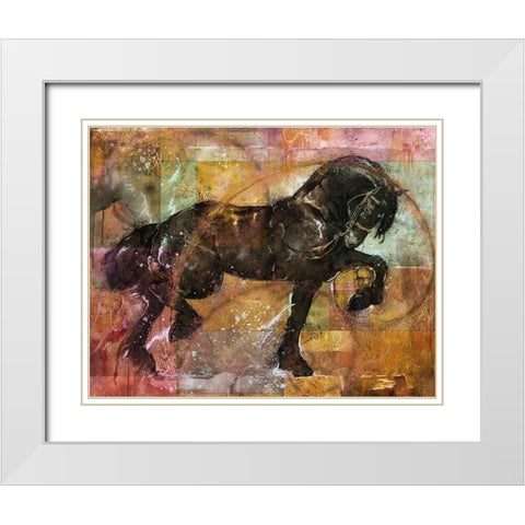 Fibonacci horse colorful White Modern Wood Framed Art Print with Double Matting by Wiley, Marta