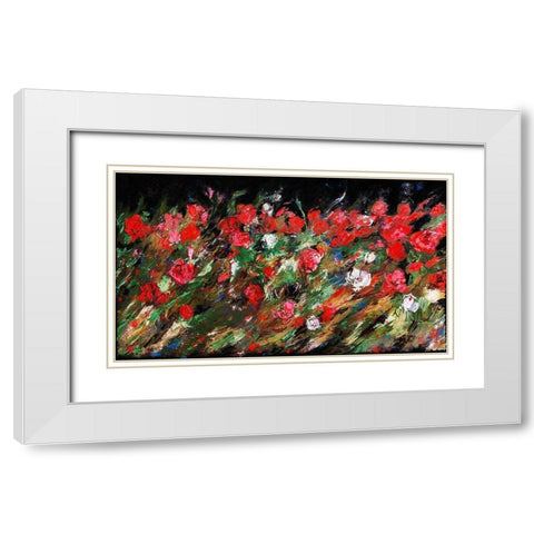 Red Rose Floral White Modern Wood Framed Art Print with Double Matting by Wiley, Marta