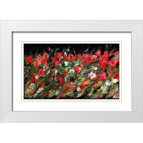 Red Rose Floral White Modern Wood Framed Art Print with Double Matting by Wiley, Marta