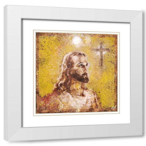 Jesus Rock Star Yellow White Modern Wood Framed Art Print with Double Matting by Wiley, Marta