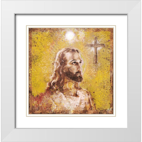 Jesus Rock Star Yellow White Modern Wood Framed Art Print with Double Matting by Wiley, Marta