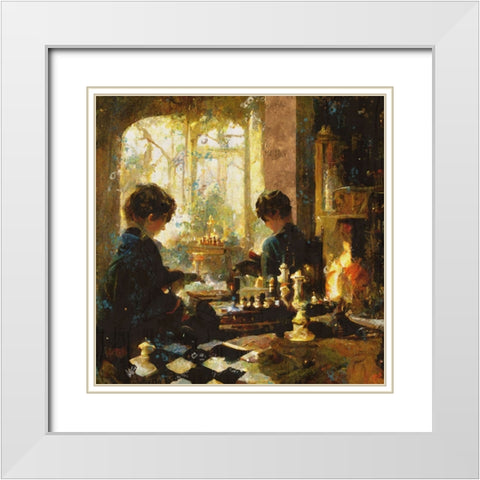Chess players Oversized White Modern Wood Framed Art Print with Double Matting by Wiley, Marta