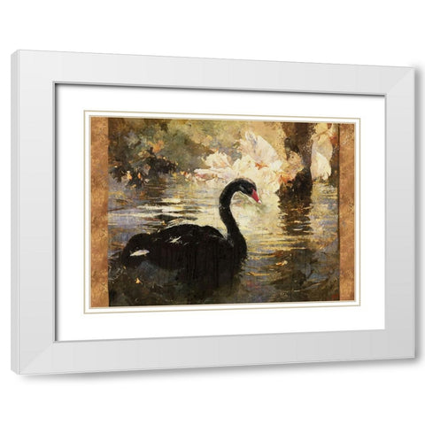 Swan I White Modern Wood Framed Art Print with Double Matting by Wiley, Marta
