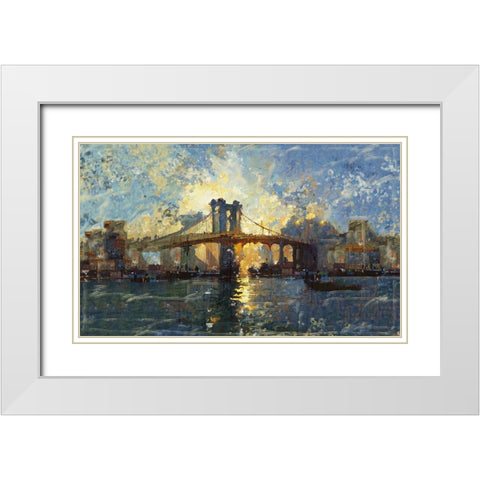 Brooklyn Bridge Horizontal I White Modern Wood Framed Art Print with Double Matting by Wiley, Marta