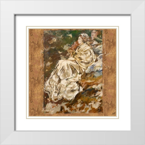 Two Women Sketch White Modern Wood Framed Art Print with Double Matting by Wiley, Marta