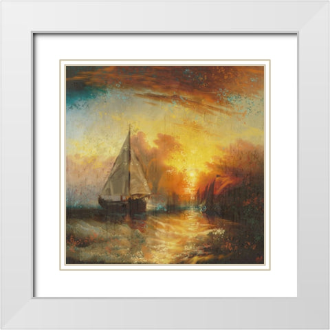 Sailing Sun White Modern Wood Framed Art Print with Double Matting by Wiley, Marta