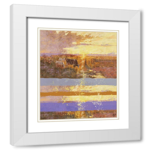 Abstract Golden Cow I White Modern Wood Framed Art Print with Double Matting by Wiley, Marta