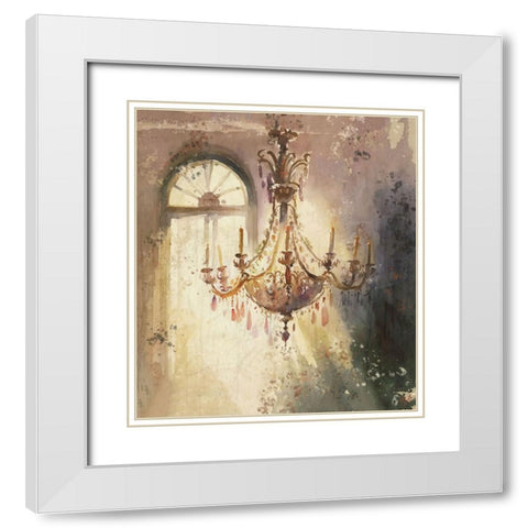 Chandelier Watercolor I White Modern Wood Framed Art Print with Double Matting by Wiley, Marta
