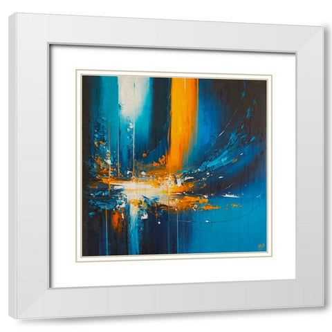 Abstract Blue organge I White Modern Wood Framed Art Print with Double Matting by Wiley, Marta