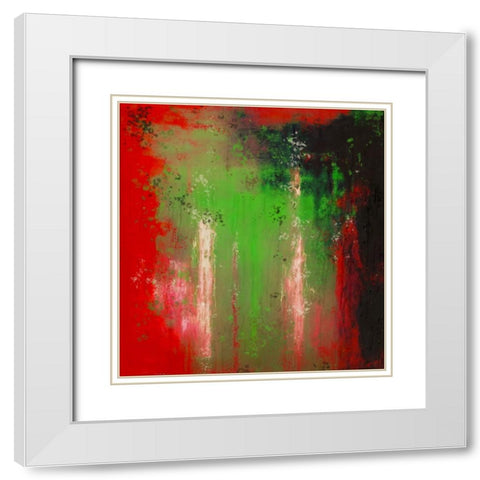 Abstract Red Green White Modern Wood Framed Art Print with Double Matting by Wiley, Marta