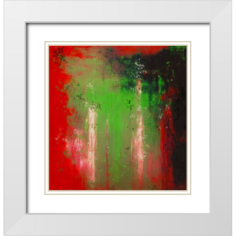 Abstract Red Green White Modern Wood Framed Art Print with Double Matting by Wiley, Marta