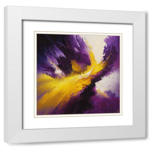 Abstract Yellow Purple White Modern Wood Framed Art Print with Double Matting by Wiley, Marta